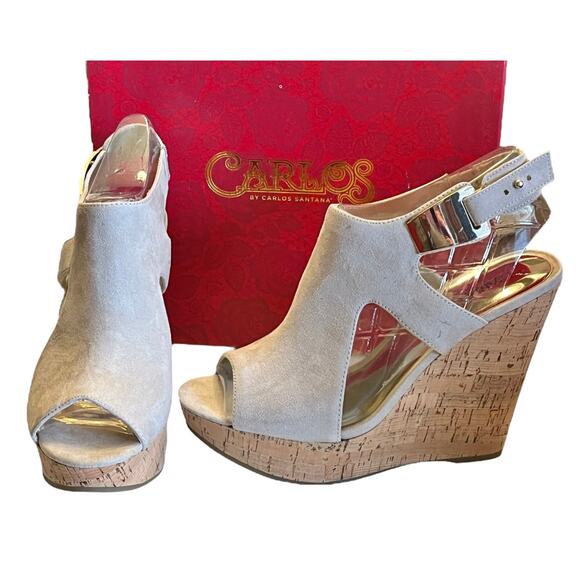 NEW Carlos Santana ESPADRILLE SANDALS Malor Slingback Platform Wedge SHOES 9.5 - Picture 1 of 8
